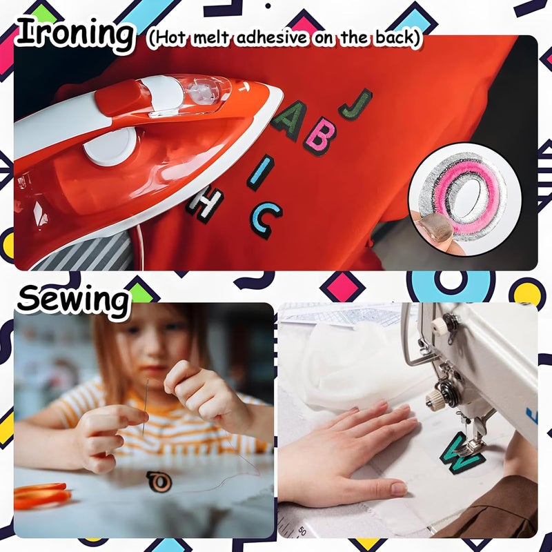 EMORBALS 52 Pcs Iron on Letters for Fabric, Letters Patches A-Z, Iron on/Sew on Alphabet Patch for Clothes, Hat, Socks, Jeans - Image 4